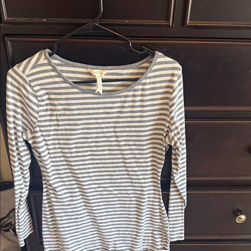 Matilda Jane Gray and White Striped Long Sleeve Tee